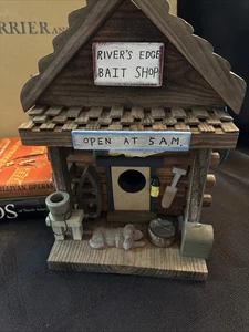 River’s Edge Bait Shack Wooden Cabin Copper roof Decorative Bird House CUTE - Picture 1 of 16