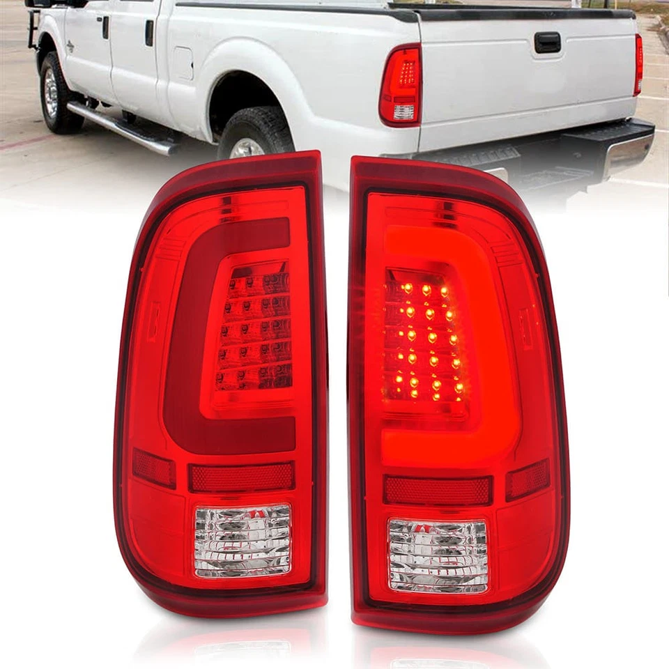 Conjunto de luces traseras LED de lente roja/clara para 08-16 Ford F-350 Super Duty [cromo] Foto 1 de 4