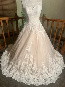 Vestido de novia Allure Romance 8 champán sin tirantes vestido de fiesta encaje red inglesa - Imagen 1 de 17