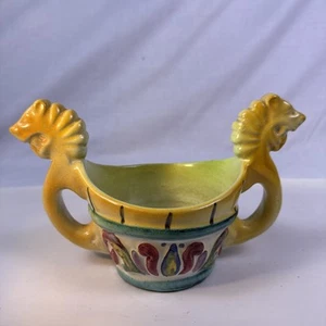 Small Antique Majolica Jardiniere Planter Floral Decor Vase. 8” X 5.25” - Picture 1 of 10