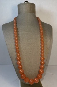 Juicy Persimmon Lucite Retro 27” Necklace 1980’s - Picture 1 of 6