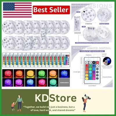 16-Color Waterproof LED Pool Lights with Remote Control - Image 1 of 4
