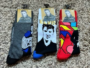 Elvis Presley - 3 Pairs - One Size Men's Socks - Fits Size 7-12 - Brand New - Picture 1 of 13