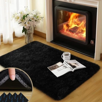 Black Rug for Bedroom, 2x3 Fluffy Area Rugs for Living Room, Small Soft Shag ... - Image 1 of 4