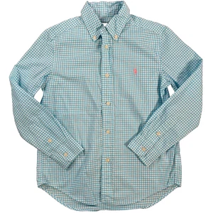 Camisa Ralph Lauren Manga Larga Con Botones Niños Talla 7 Azul Guinga - Imagen 1 de 6