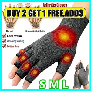 Fingerless Anti Arthritis Compression Gloves Cure Pain Relief Brace Hand Support - Picture 1 of 12