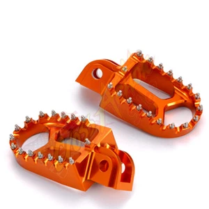 COPPIA PEDANE MAGGIORATE ERGAL ARANCIONE MOTO CROSS KTM UNIVERSALE FOOT PEGS - Picture 1 of 1