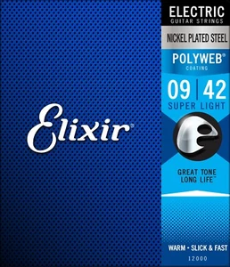 Elixir 12000 Polyweb Super Light 9-42 Electric Guitar Strings 1-3 Packs - Picture 1 of 2