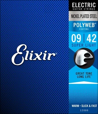Elixir 12000 Polyweb Super Light 9-42 Corde per chitarra elettrica 1-3 confezioni - Immagine 1 di 2