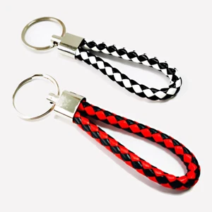 2Pcs Keychain Braided Faux Leather Strap Keyring Car Key Chain Ring Key Fob - Afbeelding 1 van 3