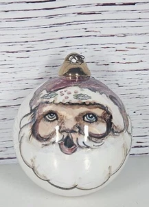 Beautiful Vintage Large Round Glass Santa Ornament Pearl OOAK 12" Circumference  - Picture 1 of 6