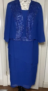 LE BOSS 2Pc Women’s Jacket & Dress Blue Size 18 W - Picture 1 of 8