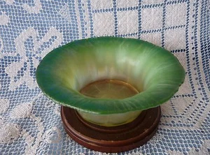 LCT TIFFANY FAVRILE Green ONION SKIN to Opalescent c.1920 GLASS BOWL #15051 - Picture 1 of 12