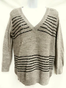 J CREW Damen braun superfein Alpaka Wolle Pailletten VNeck Splash Pullover Sweater S - Bild 1 von 3