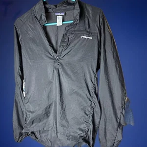 Patagonia Houdini Button Pullover Wind Rain Packable 24155 Black Small - Picture 1 of 8