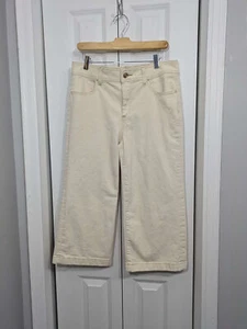 Chico's Women's Size 1 Medium Trousers Wide Leg Crop Beige - Picture 1 of 4