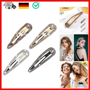 4 Stück Strass Snap Haarspange,Strasssteine glitzer Haarspangen,Metall Snap H... - Bild 1 von 9