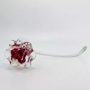Flor de cristal Lauscha rosa de cristal flor multicolor L 28,5 cm años 60 vintage RDA - Imagen 1 de 17