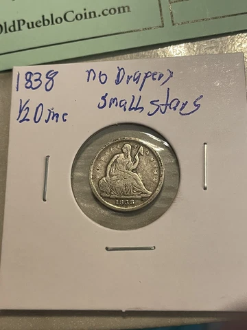 1838 half dime no drapery small stars please check my many listings Cover