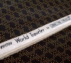 Connecting Threads Cotton Fabric WORLD TRAVELER Small Black Art Deco 1 Yd 2018 - Picture 1 of 3