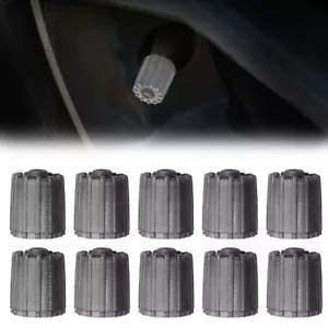 10pcs/bag Plastic Gray Car Wheel Tire Valve Stem Caps TPMS Tire Cap With Gasket - Picture 1 of 12