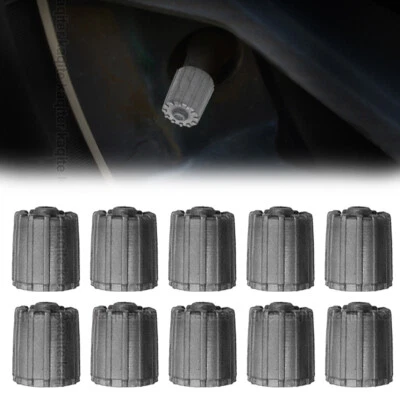 10pcs/bag Plastic Gray Car Wheel Tire Valve Stem Caps TPMS Tire Cap With Gasket - Image 1 of 4