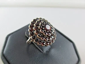 Vintage 1950er Böhmischer Granat Cluster Ring 900 Silber Tschechoslowakei Größe 4,5 - Bild 1 von 12