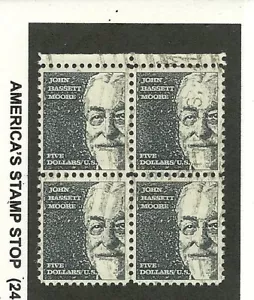 1973 US 1295a 1295 John Bassett Moore Used Block of 4 Tagged VF or Better - Picture 1 of 2