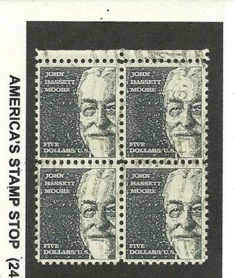1973 US 1295a 1295 John Bassett Moore Used Block of 4 Tagged VF or Better      - Image 1 of 2