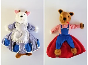 Vintage Rosalina Topsy Turvy Wolf Goat Fairy Tale Reversible Puppet Plush 13 in - Picture 1 of 7