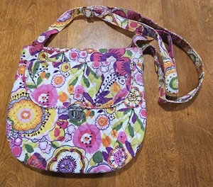 Vera Bradley Saddlebag in Clementine Hipster Crossbody Pink/Yellow Floral - Picture 1 of 3