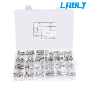 LABLT Confezione 300 Dadi Rivetti Alluminio Kit Dadi Rivetti 150pz Metrici + 150pz SAE - Foto 1 di 11