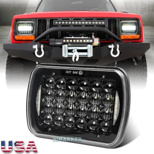 5X7/7X6 Inch LED Headlight Halo Projector DRL H6054 For Jeep Cherokee XJ 1984-01 - Picture 1 of 15