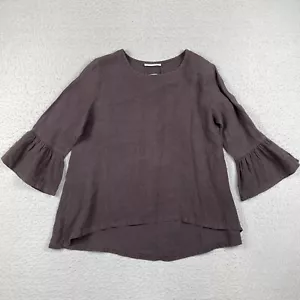 Bryn Walker Shirt Womens Small Purple Lagenlook Opus Fran Top Linen Ruffle Work - Picture 1 of 11