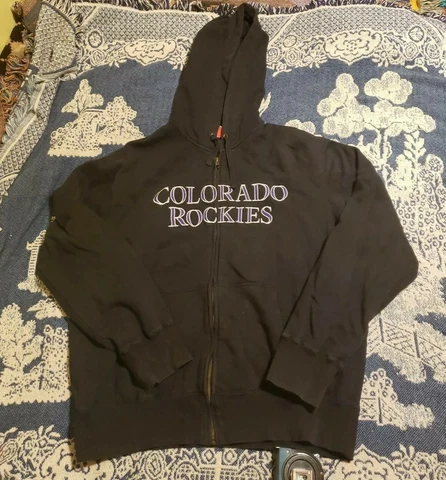 Mens Nike MLB Colorado Rockies Full Zip Hoodie Sweatshirt L MLB Baseball Cover