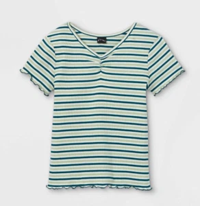 NEW Art Class Girls' Cinch Front Lettuce Edge Short Sleeve Size Small 6/6X - Picture 1 of 1