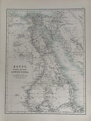 1897 MAPA ANTIGO ORIGINAL EGÍPCIO E NÚBIA PRETO A & C 123 ANOS DE IDADE - Imagem 1 de 3