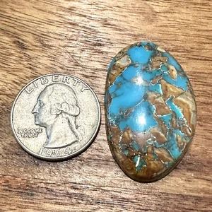 Nice Natural Blue Royston Turquoise Cabochon - Backed - 44.5 Grams - Picture 1 of 5