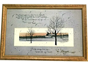 D Morgan Framed Print Winter Home Tree Snow Mom Dad Love 1999 Signed Gallery - Picture 1 of 10