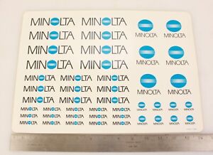 Feuille d'autocollants vintage LOGO Minolta - Neuf dans son emballage d'origine