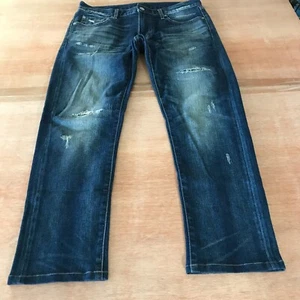 Uniqlo Slim Straight Jeans Men 31x26 Blue Japanese Kaihara Selvedge Distressed - Picture 1 of 13