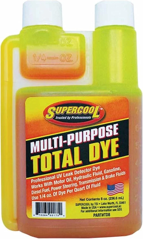 8 Ounce Uv Leak Detection Dye Orange Tint For Motor Oil Gas And Fluids - Image 1 of 1