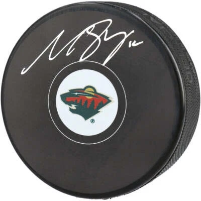 FANHQ Matt Boldy Autographed Minnesota Wild Logo Puck Signed Auto