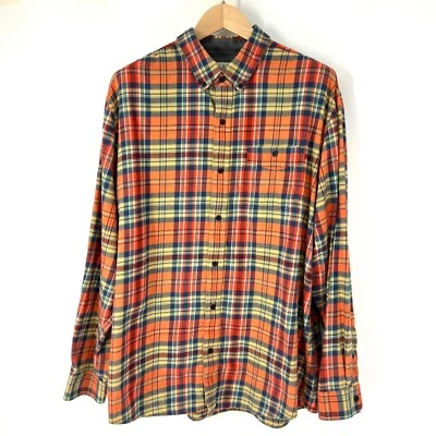 L.L. Bean Slightly Fitted Flannel Shirt Mens Size XL Regular Orange Plaid Cotton - Image 1 of 4