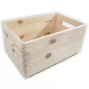 Bauletto portagiochi medio in legno con manici / senza coperchio e non verniciato - Foto 1 di 10
