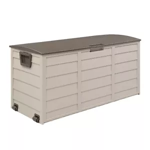 Outdoor Garden Plastic Storage Deck Box Chest Tools Cushions Lockable Seat 260L - Picture 1 of 45
