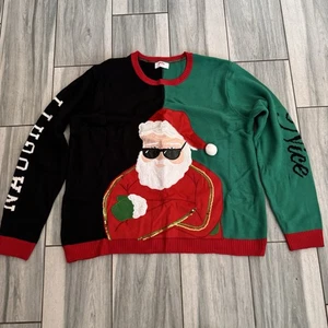 Suéter Navidad Feo Papá Noel Travieso Bonito Gafas de sol Talla 2XL - Imagen 1 de 8