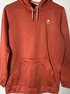 Burton Hoodie Sweatshirt Womens Size M Orange Oak Long Zip Pocket Thumb Holes - Picture 1 of 13