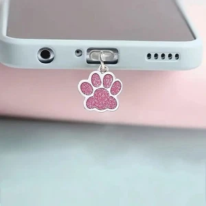 Cute Pink Paw Print Phone Dust Plug Charm for iPhone Android Type-C Accessory - Foto 1 di 5
