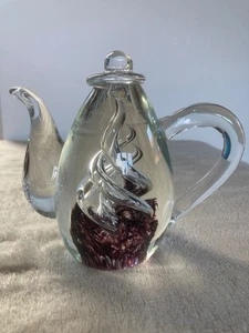 Paper Weight Coffee Pot Glass With Burgundy colour 4.5 Inches Tall - Picture 1 of 6